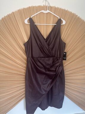 NWT Guess Dark Purple Faux Leather Wrap Dress
